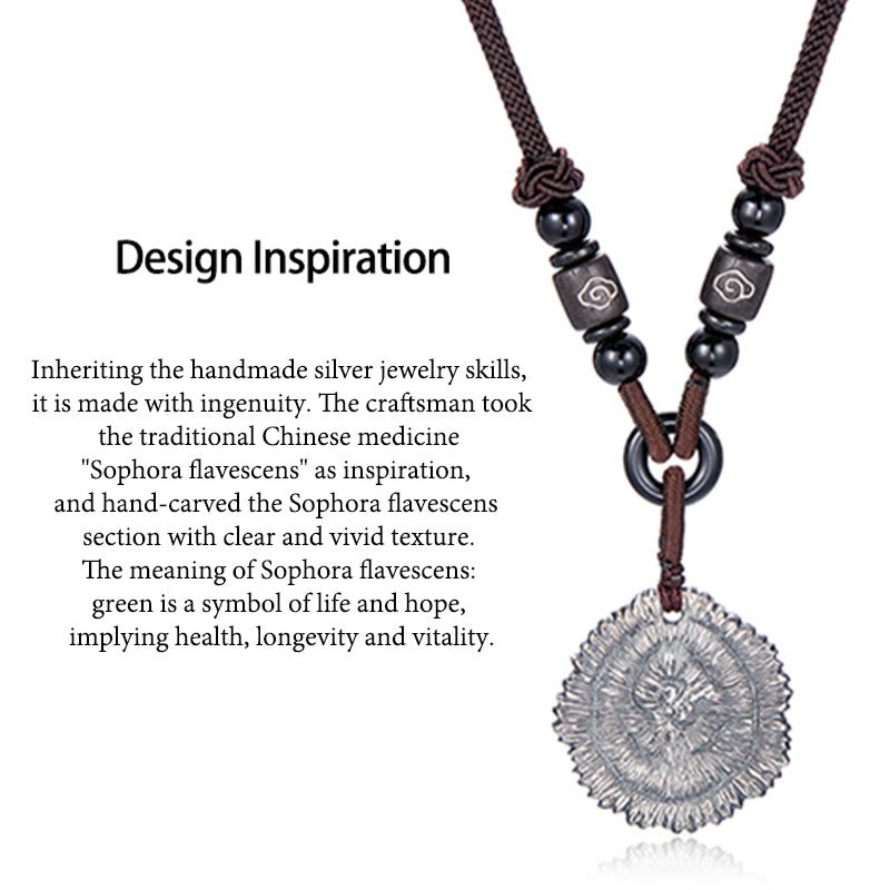 999 Sterling Silver Sophora Flavescens Spiritual Necklace for Protection