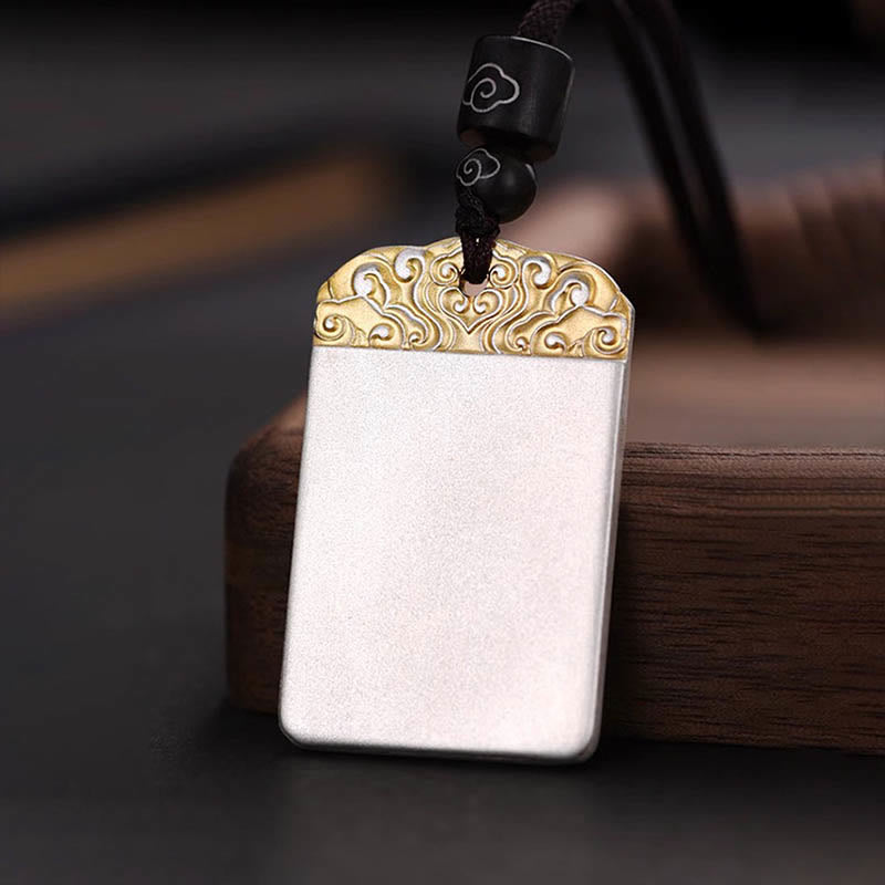 Silver Plated Copper Fu Character Spiritual Necklace for Luck
