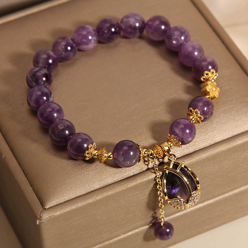 Bracelet de guérison et d'équilibre en cristal d'améthyste de 8 mm pour la paix