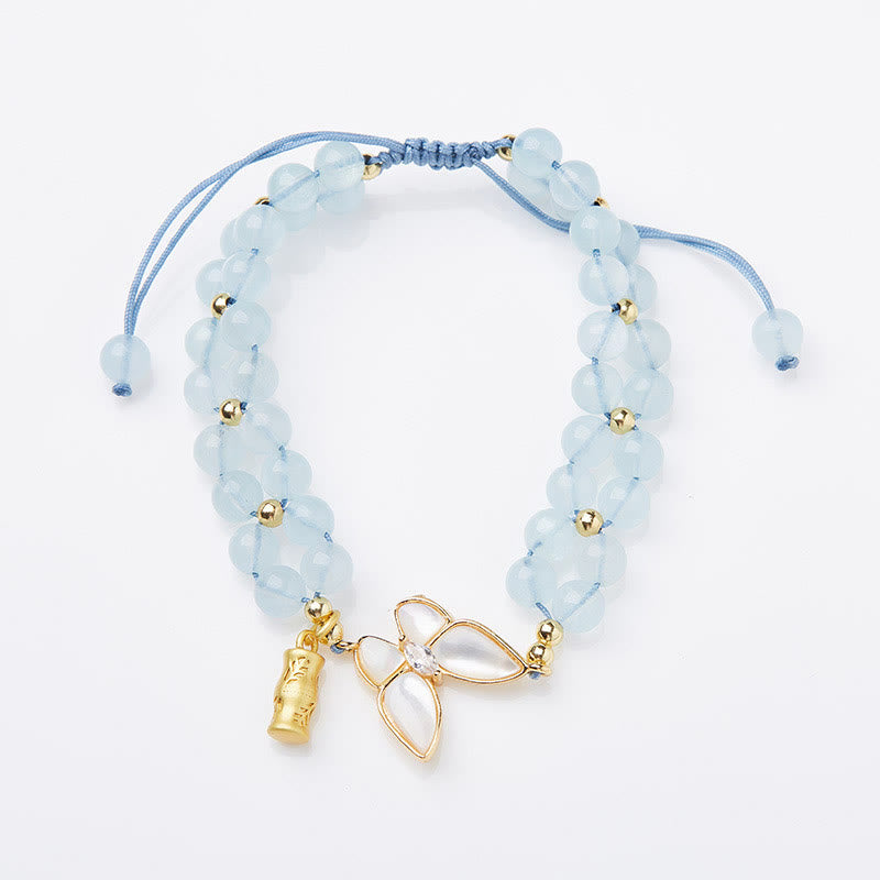Aquamarine Amethyst Moonstone Healing Bracelet | 5-6mm Beads