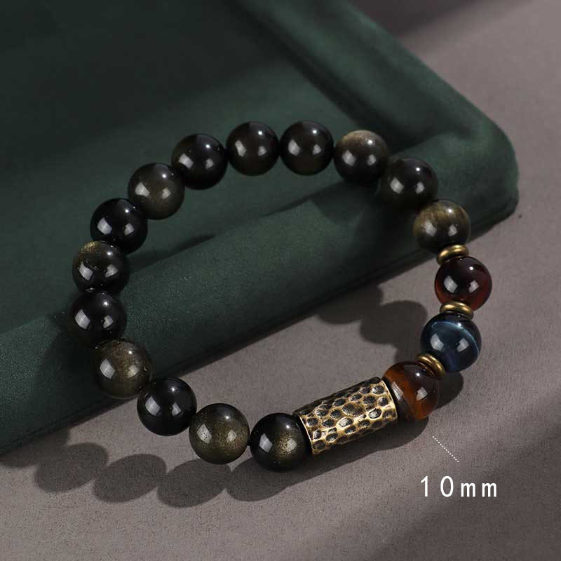 Om Mani Padme Hum Bracelet in Sterling Silver with Protection Stones