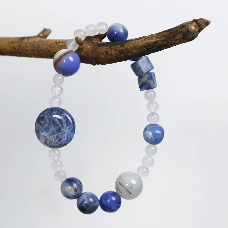 Blue Aventurine and Jade Meditation Bracelet 17cm