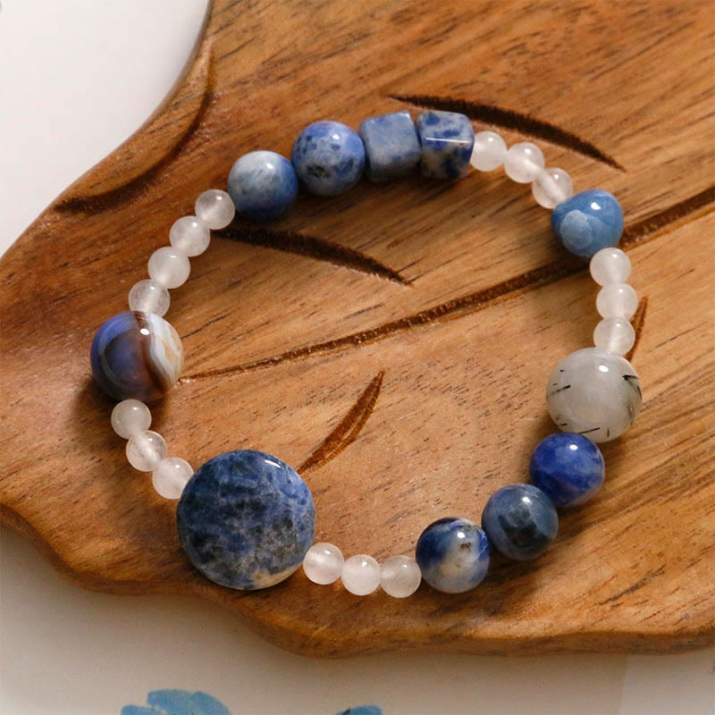Blue Aventurine and Jade Meditation Bracelet 17cm