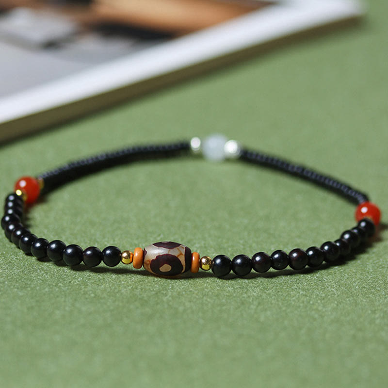 8mm Ebony Sandalwood Dzi Bead Balance and Calm Bracelet