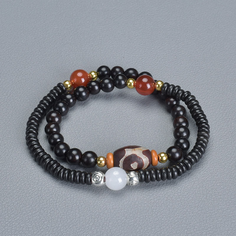 8mm Ebony Sandalwood Dzi Bead Balance and Calm Bracelet