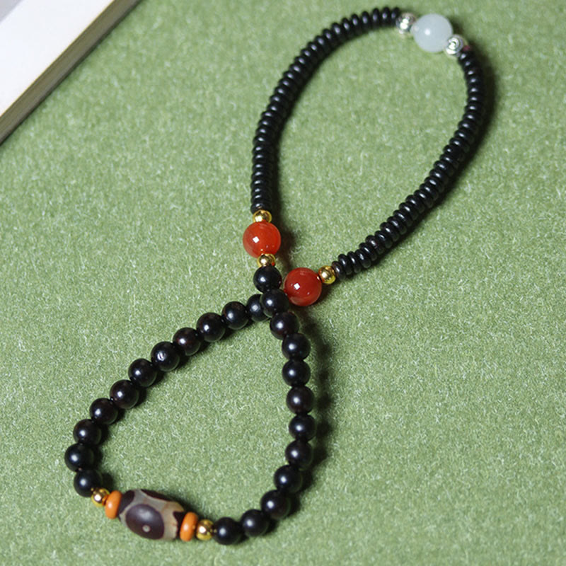 8mm Ebony Sandalwood Dzi Bead Balance and Calm Bracelet
