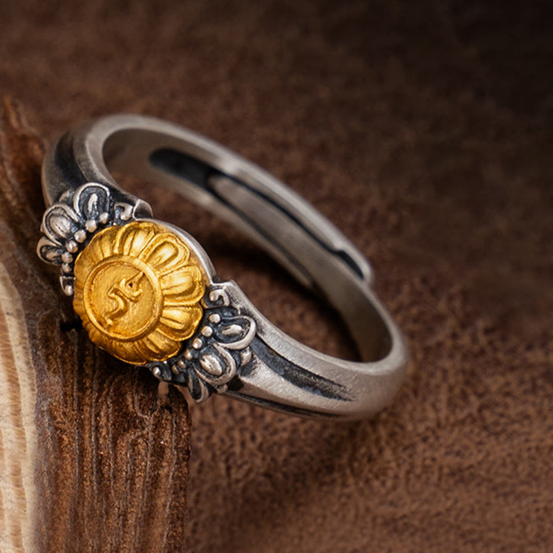 925 Sterling Silver Gold Bodhisattva Tara Protection Ring