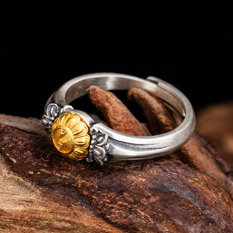 925 Sterling Silver Gold Bodhisattva Tara Protection Ring