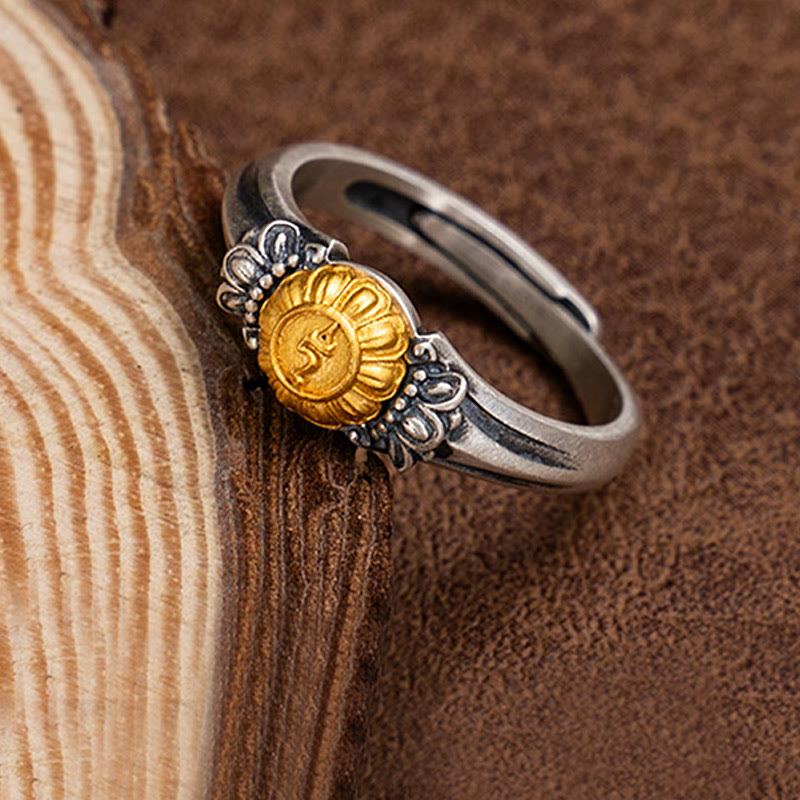 925 Sterling Silver Gold Bodhisattva Tara Protection Ring