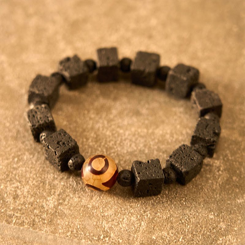 Lava Rock Dzi Bead Spiritual Bracelet for Protection