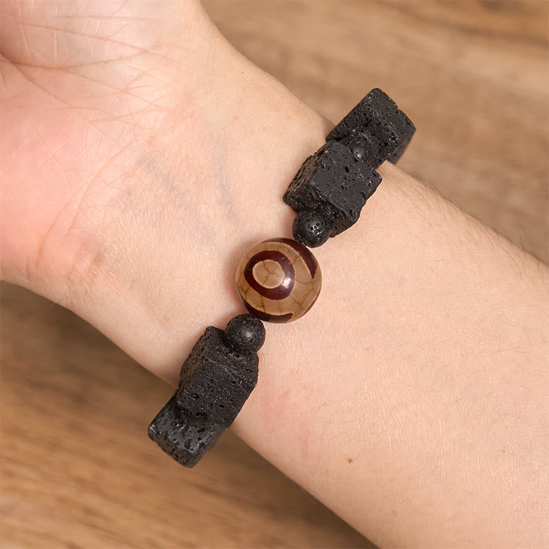 Lava Rock Dzi Bead Spiritual Bracelet for Protection