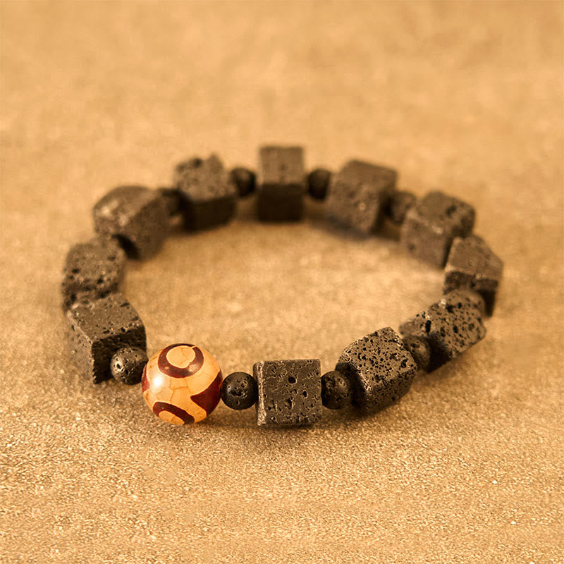 Lava Rock Dzi Bead Spiritual Bracelet for Protection