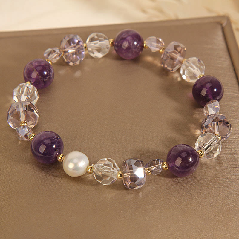 Amethyst White Crystal Pearl Communication Bracelet