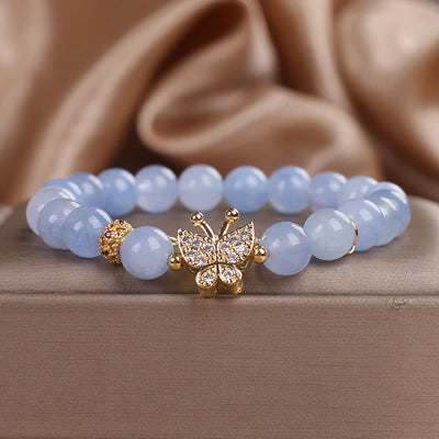 Bracelet Sérénité Papillon Aigue-Marine pour la Paix Intérieure