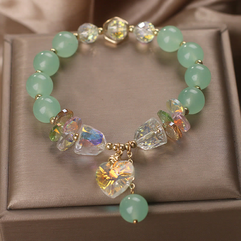 Aquamarine Heart Charm Bracelet for Emotional Balance