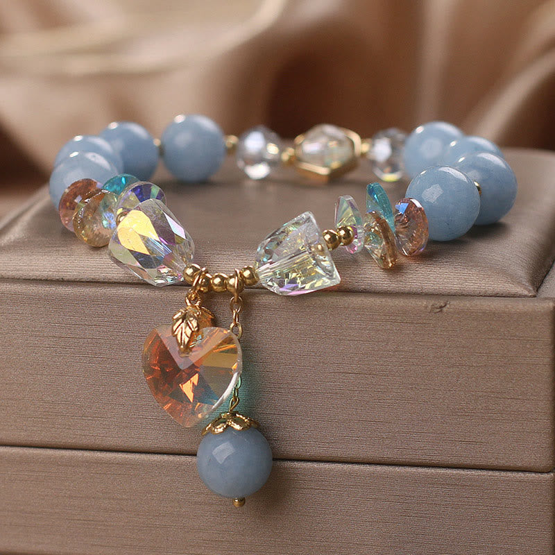 Aquamarine Heart Charm Bracelet for Emotional Balance