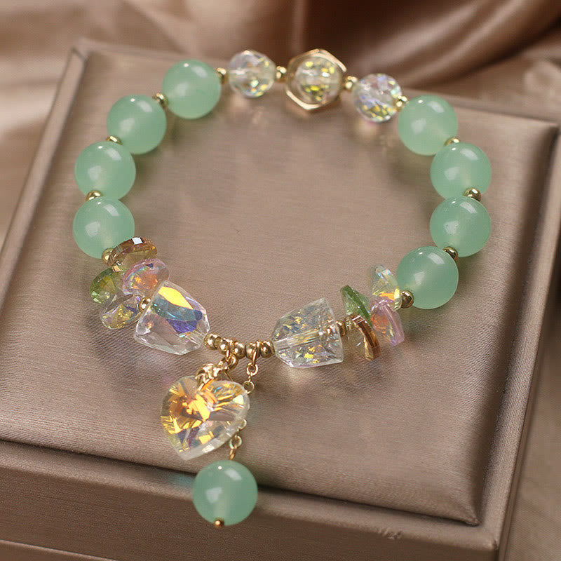 Aquamarine Heart Charm Bracelet for Emotional Balance