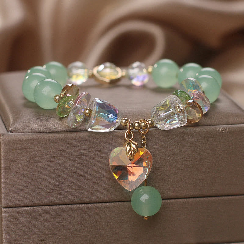 Aquamarine Heart Charm Bracelet for Emotional Balance