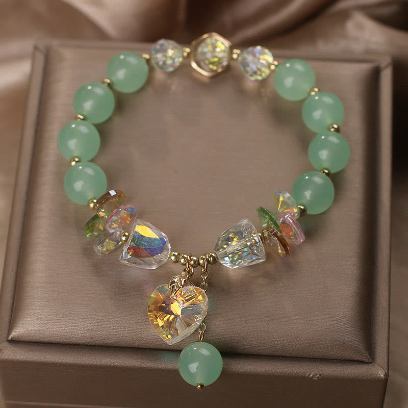 Aquamarine Heart Charm Bracelet for Emotional Balance
