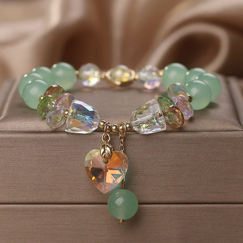 Aquamarine Heart Charm Bracelet for Emotional Balance