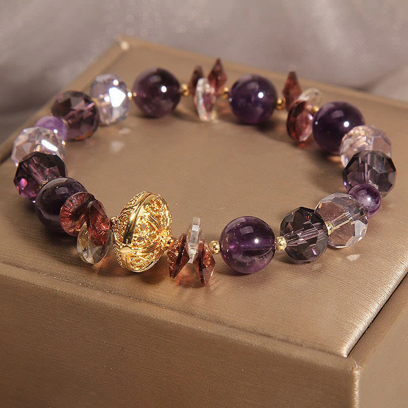Amethyst Red Crystal Inner Peace Bracelet 14-16cm Wrist