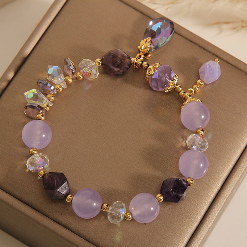 Unisex 14-16cm Amethyst White Crystal Meditation Bracelet