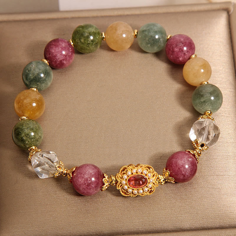 Tourmaline Pearl Pink Crystal Spiritual Bracelet