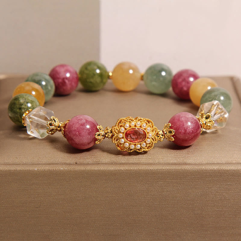 Tourmaline Pearl Pink Crystal Spiritual Bracelet