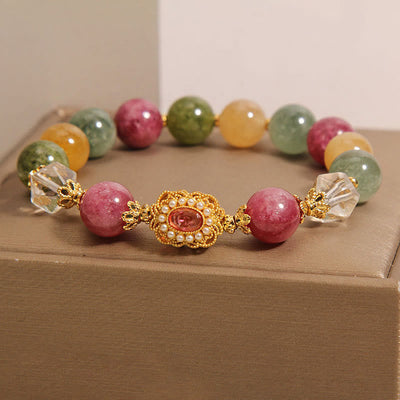 Bracelet spirituel en cristal rose et perle de tourmaline