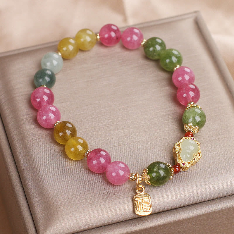Tourmaline Fu Character Spiritual Bracelet for Love