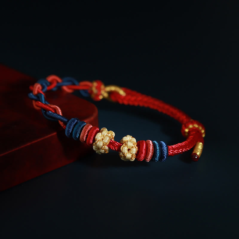 Four Strand Peach Blossom Connection Red String Bracelet