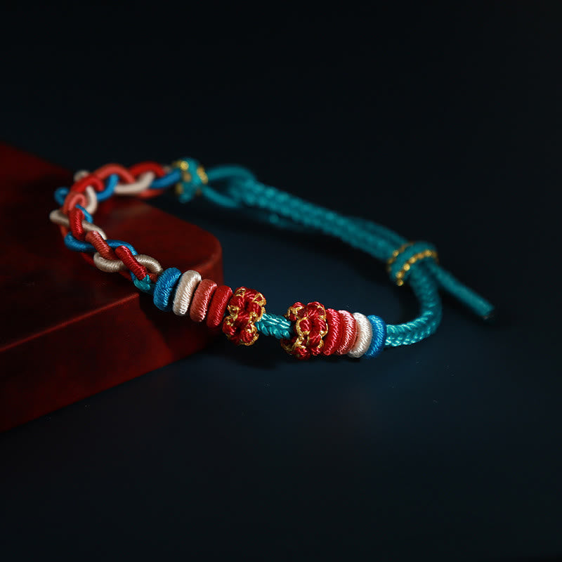 Four Strand Peach Blossom Connection Red String Bracelet