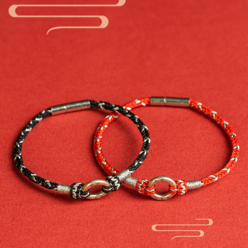Unisex Red String Safety Bracelet | Sterling Silver Luck Charm