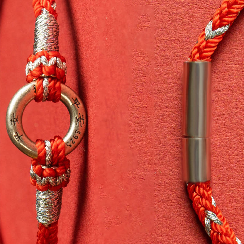 Unisex Red String Safety Bracelet | Sterling Silver Luck Charm