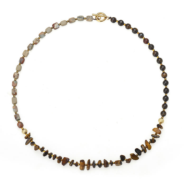 Bronzite Emperor Stone Tiger Eye Triple Wrap Determination Bracelet
