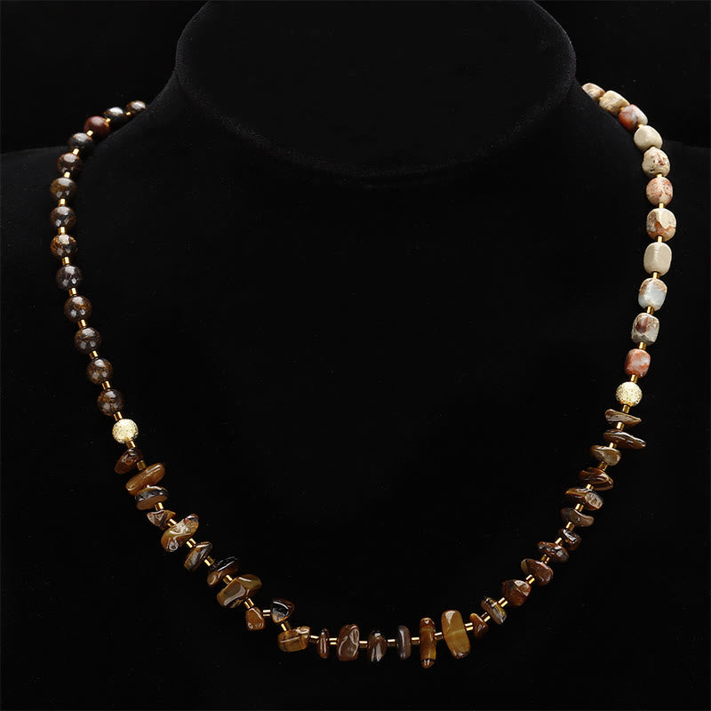 Bronzite Emperor Stone Tiger Eye Triple Wrap Determination Bracelet