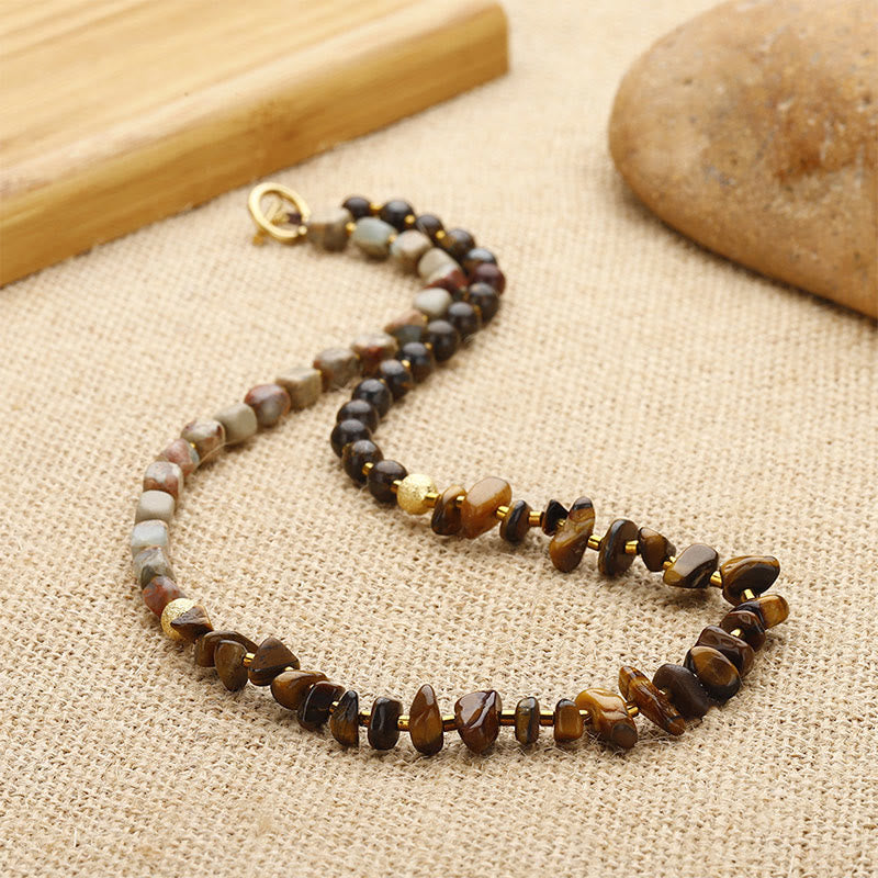 Bronzite Emperor Stone Tiger Eye Triple Wrap Determination Bracelet