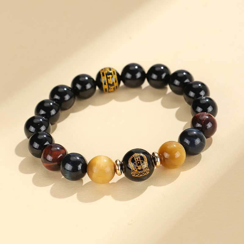 Black Onyx Tiger Eye Chinese Zodiac Bracelet