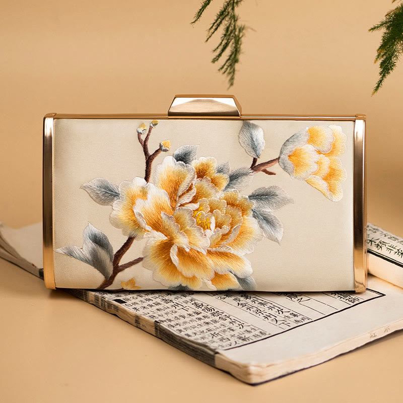Embroidery Carnation Crossbody Bag 20cm | Elegant Floral Design
