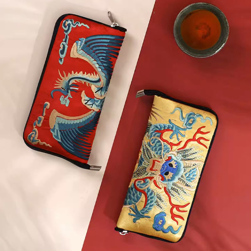 Mythical Beast Embroidered Handbag | Phoenix Dragon Qilin 23cm