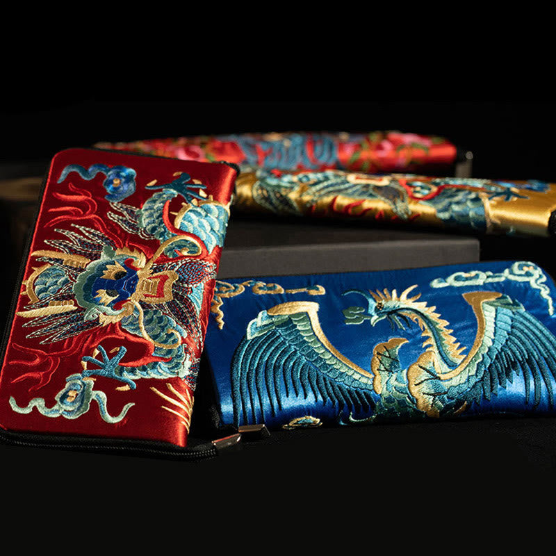 Mythical Beast Embroidered Handbag | Phoenix Dragon Qilin 23cm