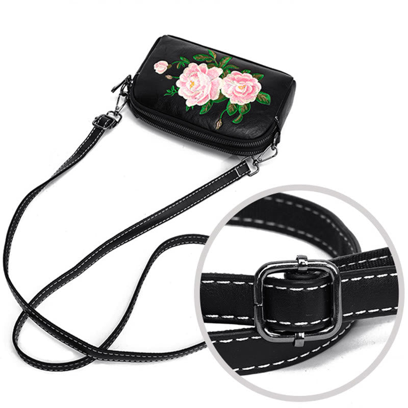 Peony Su Embroidery Crossbody Bag 15cm Shoulder Bag