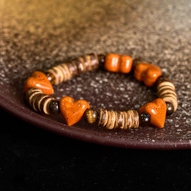 Dalmatian Jasper Heart Ceramics Spiritual Bracelet