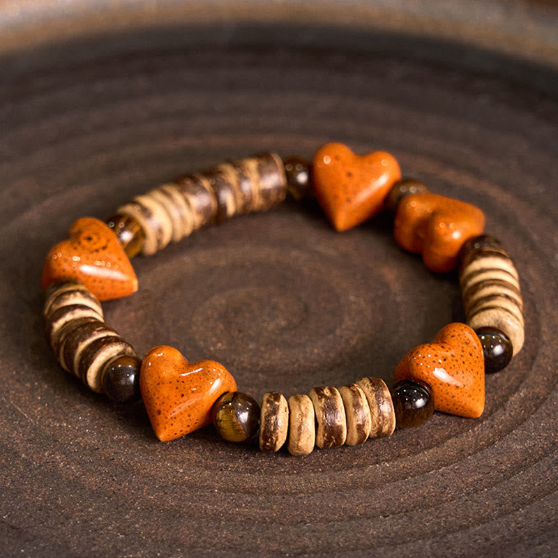 Dalmatian Jasper Heart Ceramics Spiritual Bracelet