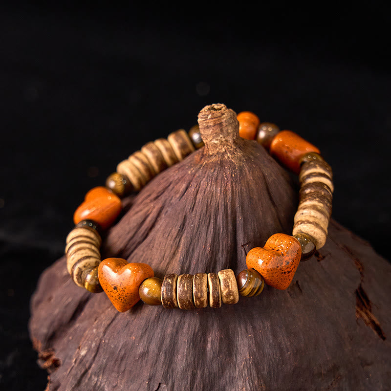 Dalmatian Jasper Heart Ceramics Spiritual Bracelet