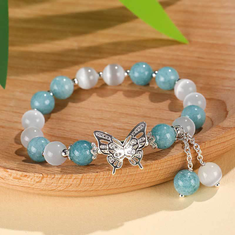 8mm Chrysoberyl Cat's Eye Chalcedony Love Bracelet