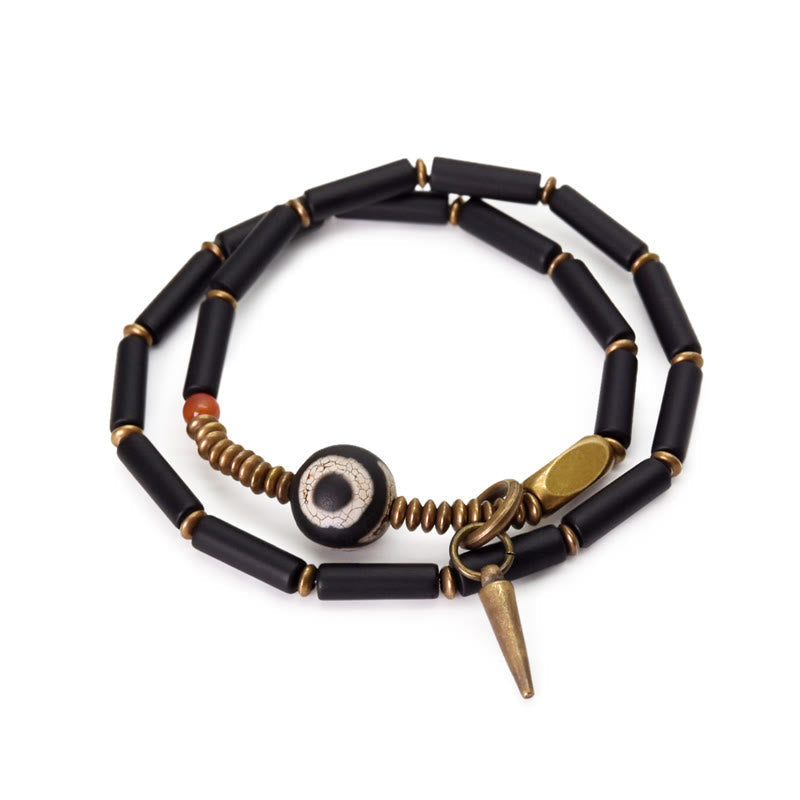 Black Onyx Dzi Bead Protection Bracelet