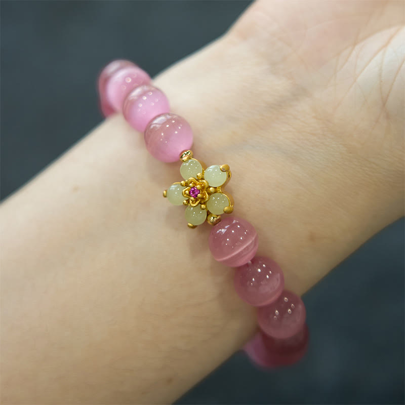 Cat's Eye Chrysoberyl Flower Love Bracelet | Healing Sounds