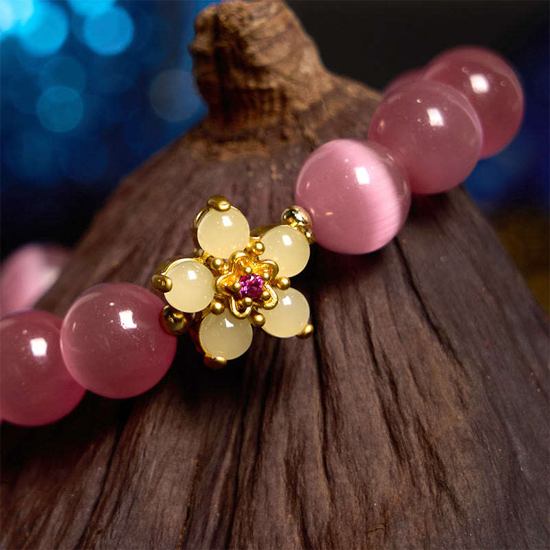 Cat's Eye Chrysoberyl Flower Love Bracelet | Healing Sounds