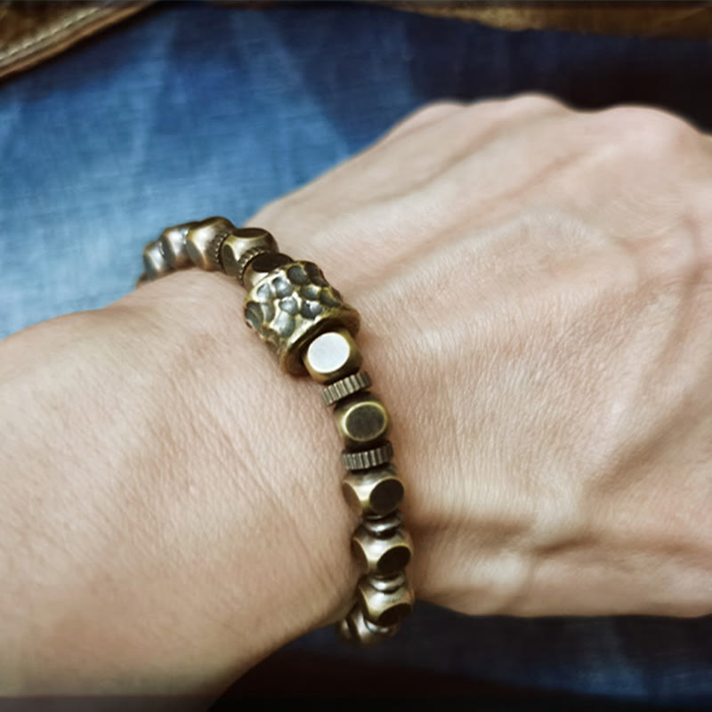 Copper Meteorite Pattern Balance Bracelet 17-18cm